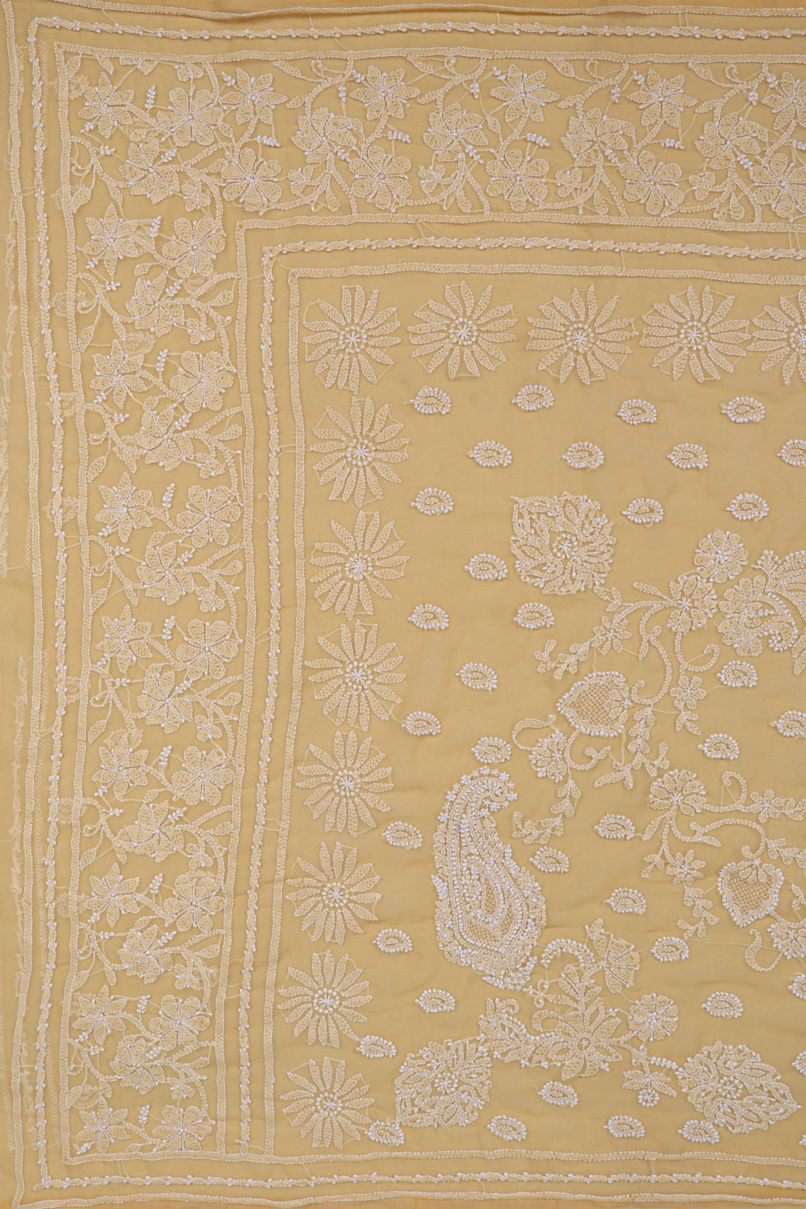 Ada Hand Embroidered Fawn Georgette Lucknowi Chikankari Saree With Blouse A521884