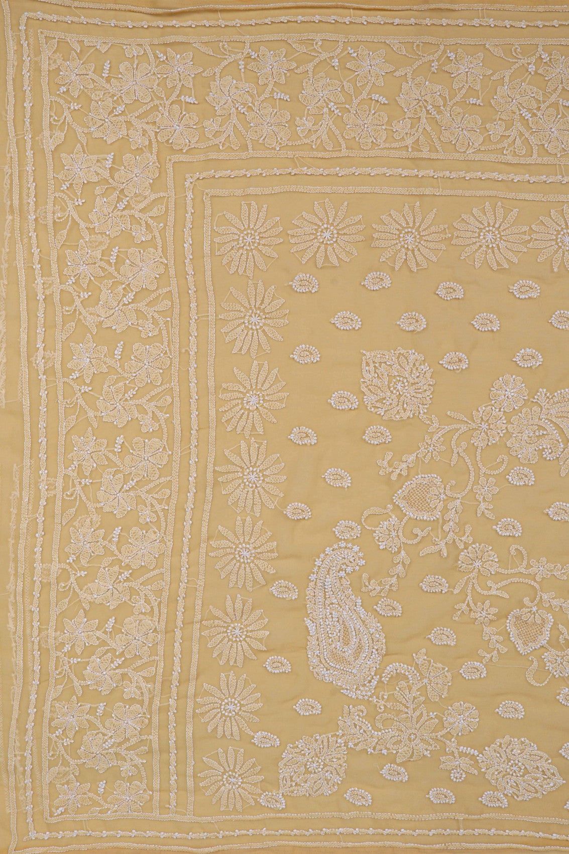 Ada Hand Embroidered Fawn Georgette Lucknowi Chikankari Saree With Blouse A521884