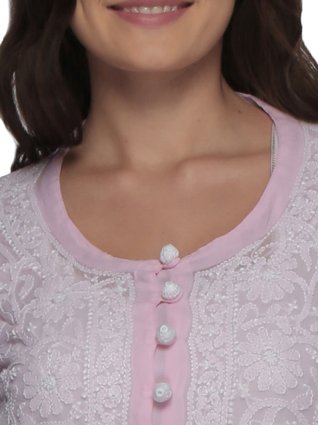 Ada Hand Embroidered Pink  Georgette Lucknowi Chikankari Straight Kurta A158894