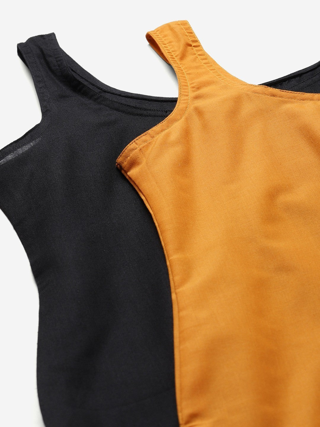 Ada Black & Mustard Cotton Long Slips Combo of 2 A111127.