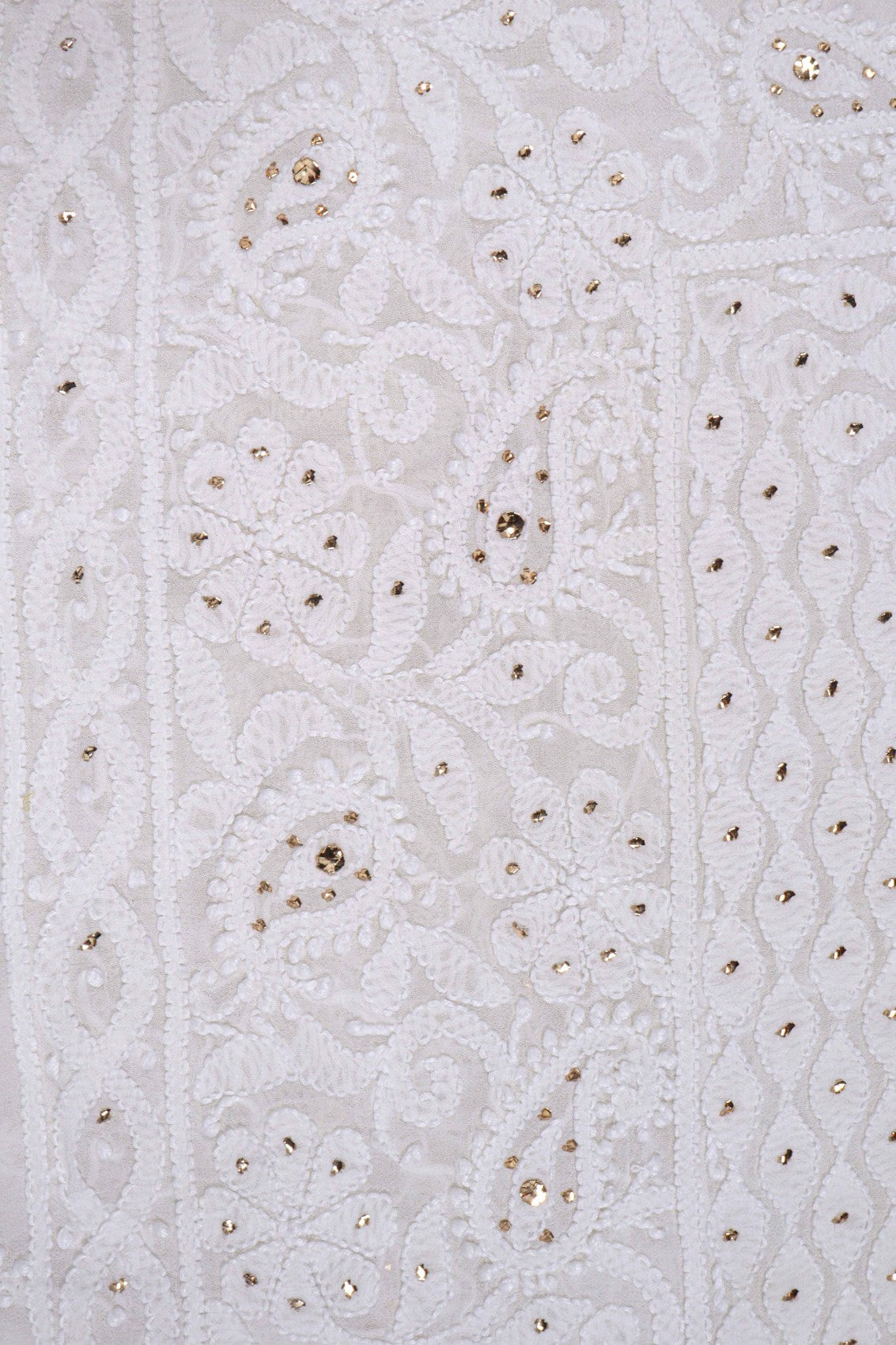 Ada Hand Embroidered Off White Pure Georgette Lucknowi Chikankari Dupatta With Muqaish Work 01A68961