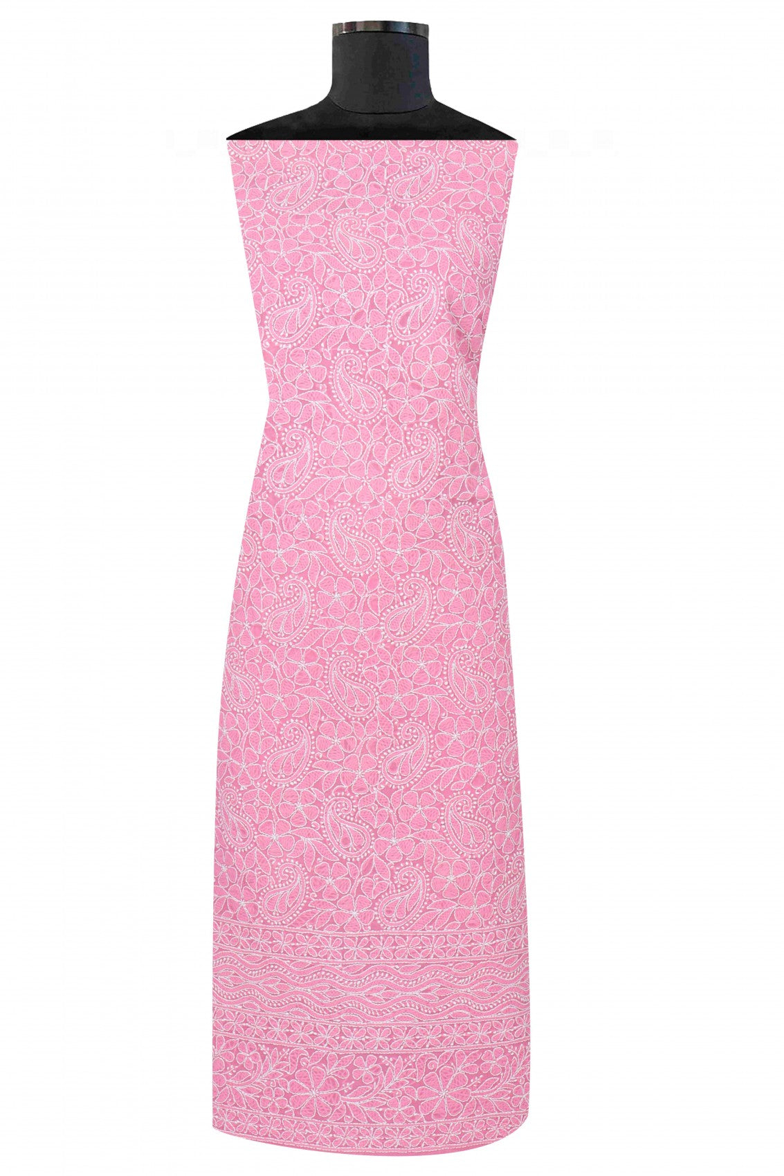 Ada Hand Embroidered Pink Cotton Lucknowi Chikankari Unstitched Suit Piece 01A170176