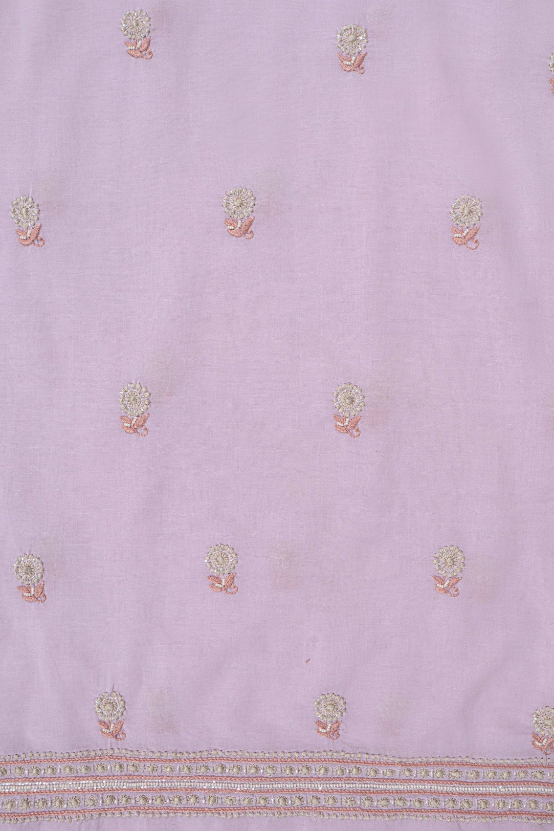 Ada Hand Embroidered Lilac Cotton Lucknowi Chikankari Unstitched Suit Piece With Cutdana Work 01A196770