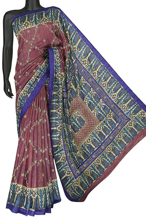 Ada Hand Embroidered Onion Pink Silk Lucknowi Chikankari Saree With Blouse A603884
