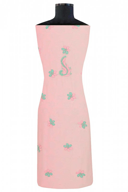 Ada Hand Embroidered Pink Georgette Lucknowi Chikan Unstitched Suit Piece A485312