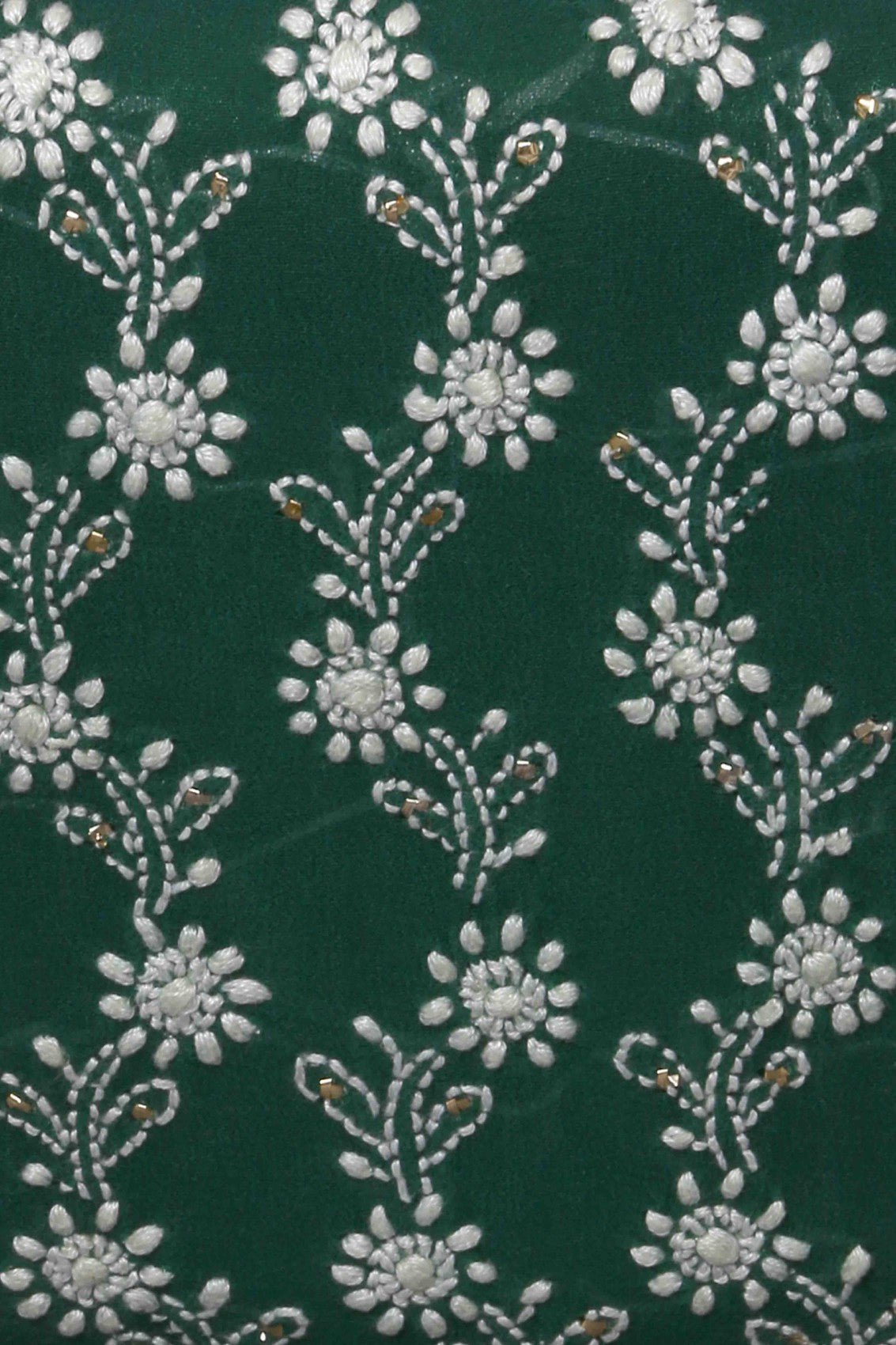 Ada Hand Embroidered Green Pure Georgette Lucknowi Chikankari Clutch With Muqaish Work A601995