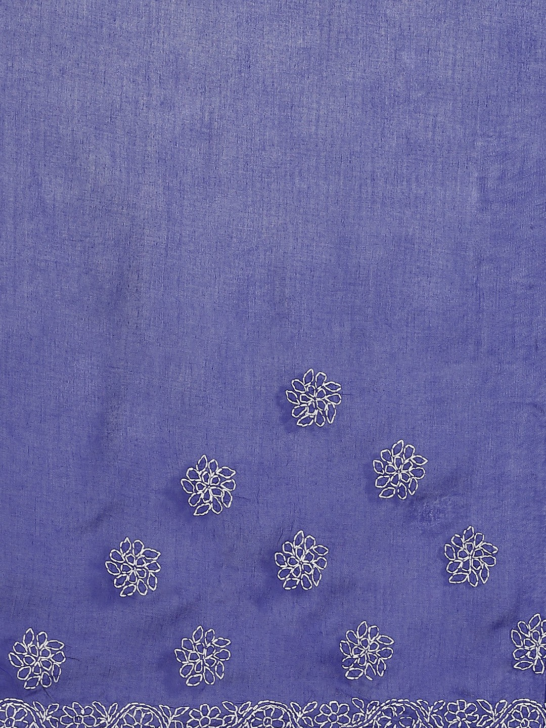 Ada Hand Embroidered Royal Blue Cotton Lucknow Chikan Saree With Blouse A311153