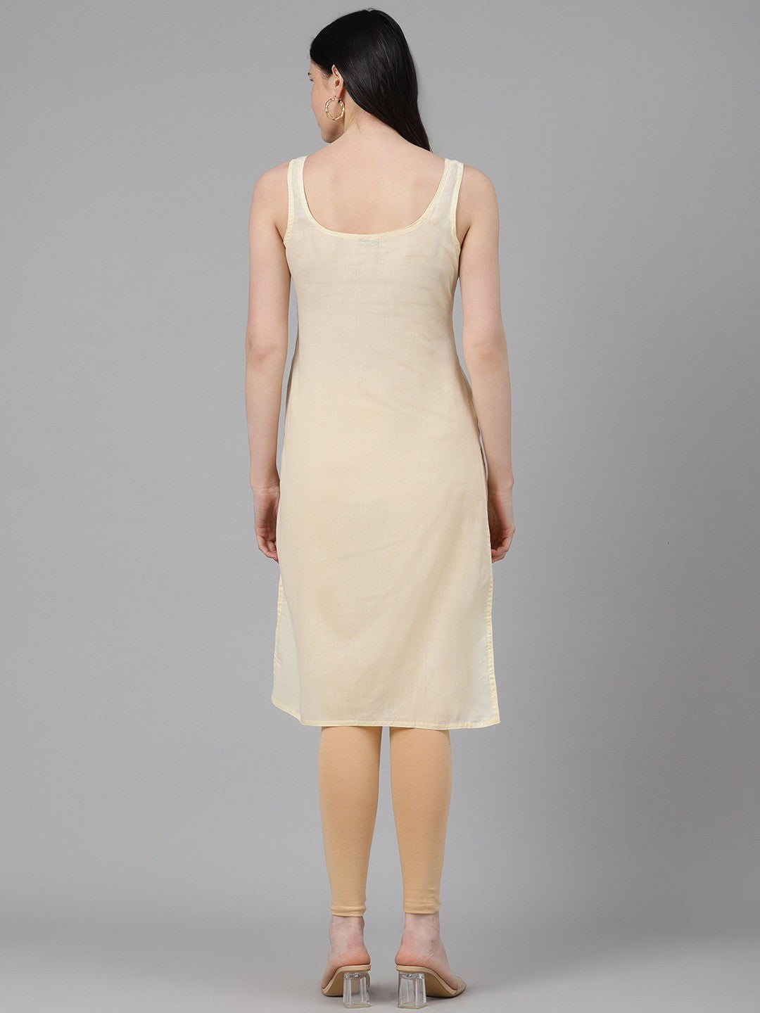 Ada Fawn and Black Cotton Long Slips Combo of 2  A300944.