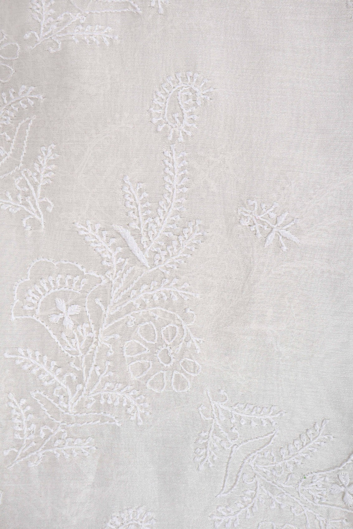 Ada Hand Embroidered Off White Chanderi Lucknowi Chikankari Semi-stitched Kurta Dupatta Set With Zari Work 01A124160