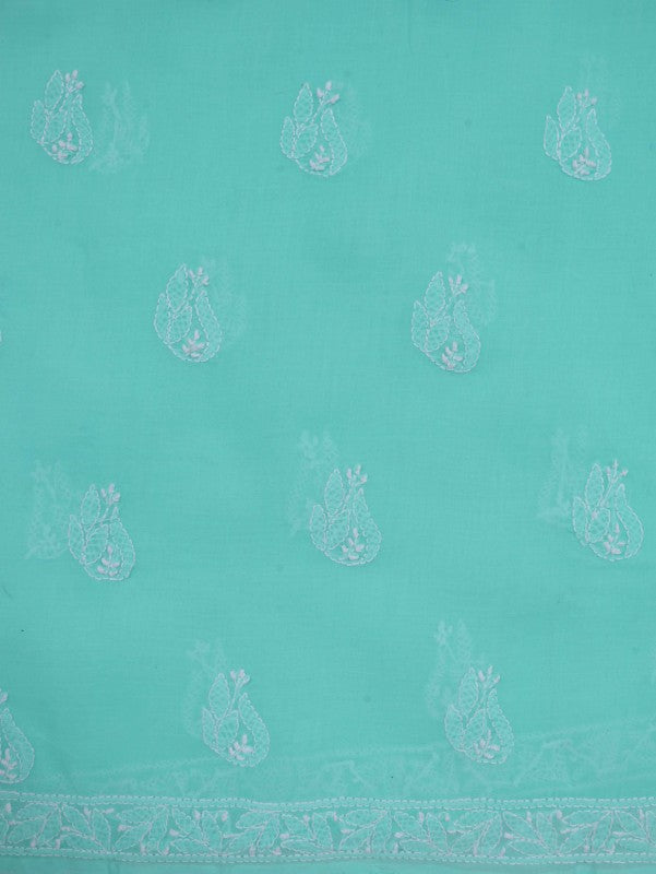 Ada Hand Embroidered Sea Green Cotton Lucknowi Chikankari Unstitched Suit Piece 01A202421