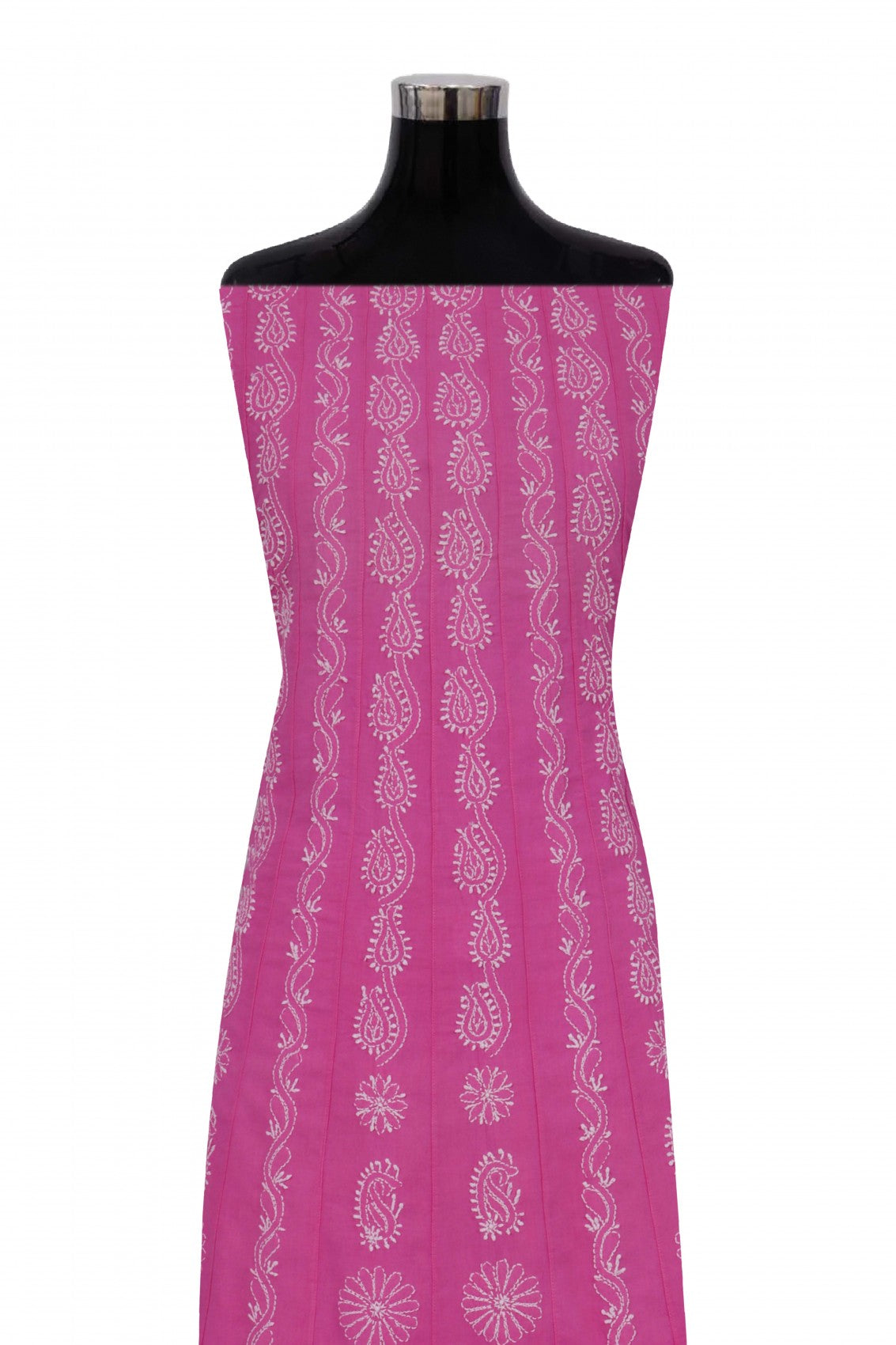 Ada Hand Embroidered Pink Cotton Lucknowi Chikankari Semi-Stitched Anarkali Kurta Piece A360783
