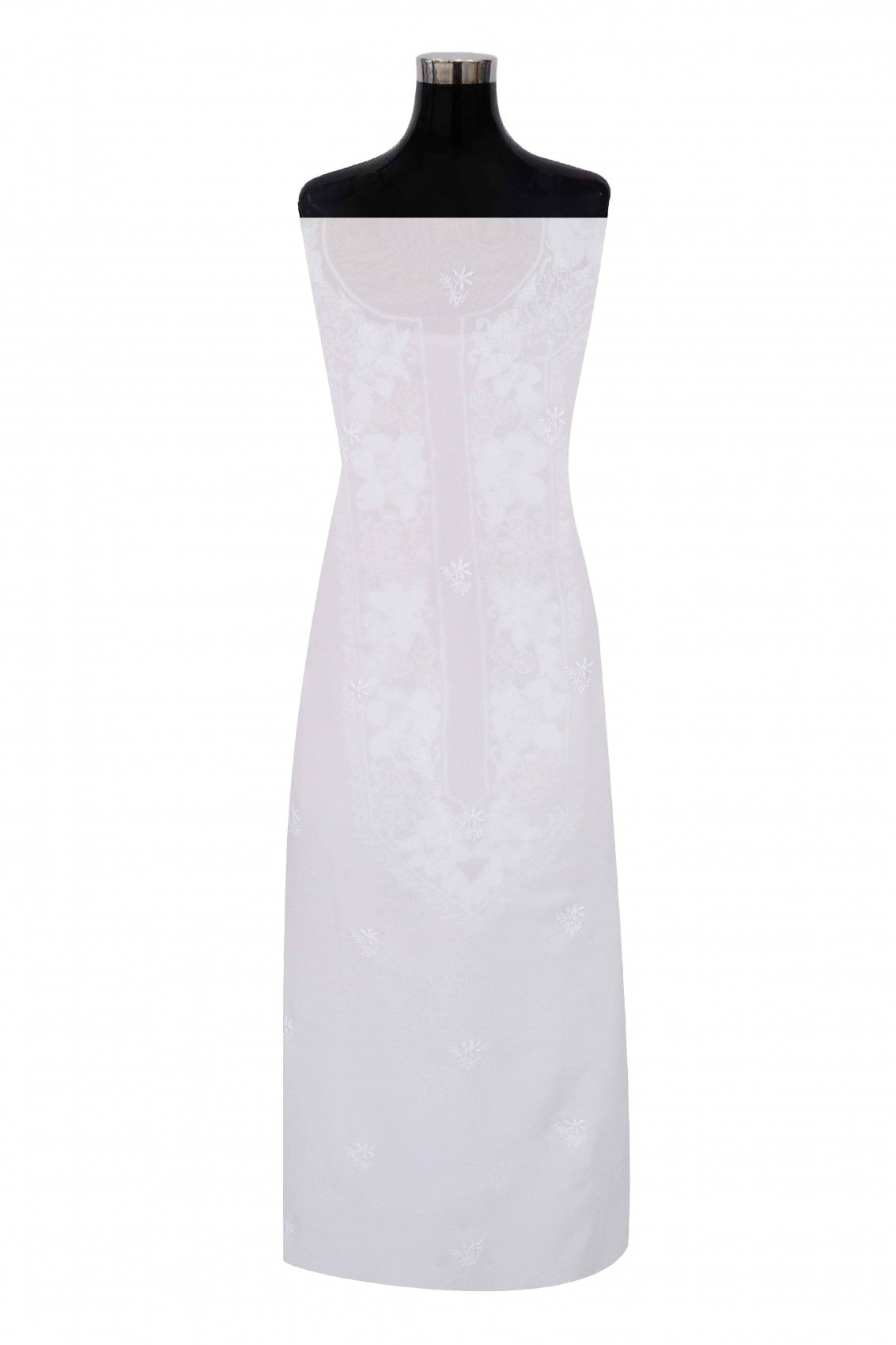 Ada Hand Embroidered White Pure Georgette Lucknowi Chikankari Unstitched Kurta Piece A114900