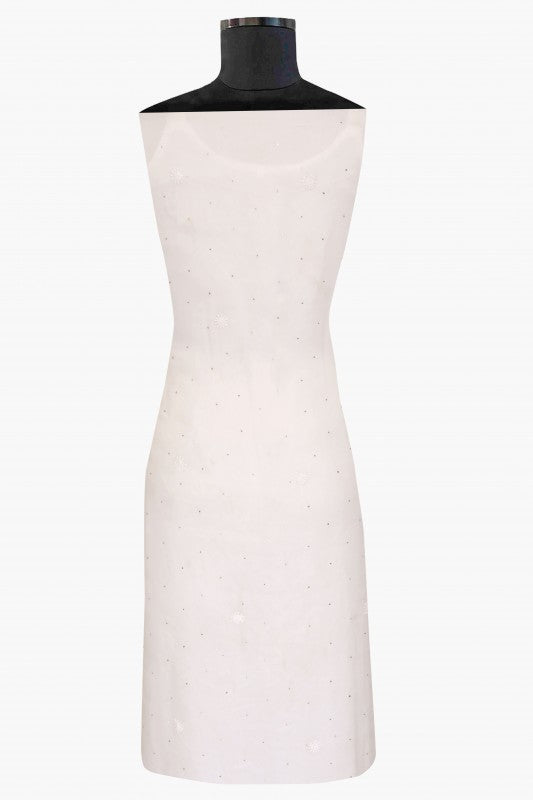 Ada Hand Embroidered Off White Organza Lucknowi Chikan Unstitched Kurta Piece With Muqaish Work A517580