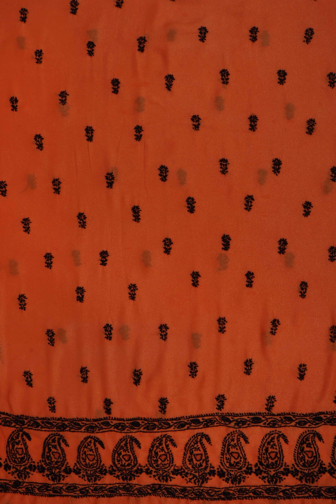 Ada Hand Embroidered Orange Georgette Lucknowi Chikankari Unstitched Kurta Piece A316182