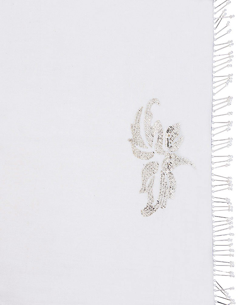 Ada Hand Embroidered White Pure Georgette Lucknowi Chikankari Saree / Blouse With Muqaish Work- A603605