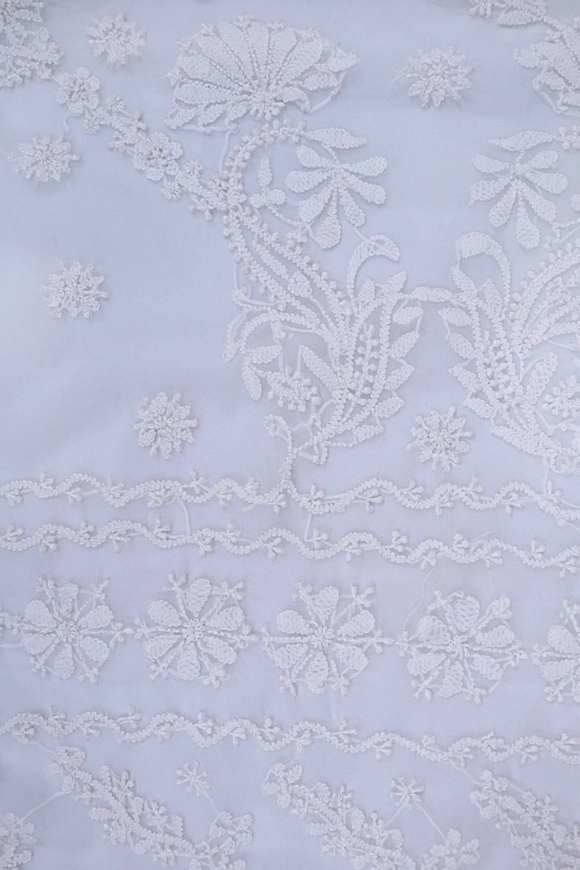 Ada Hand Embroidered White Georgette Lucknowi Chikankari Saree With Blouse A239320