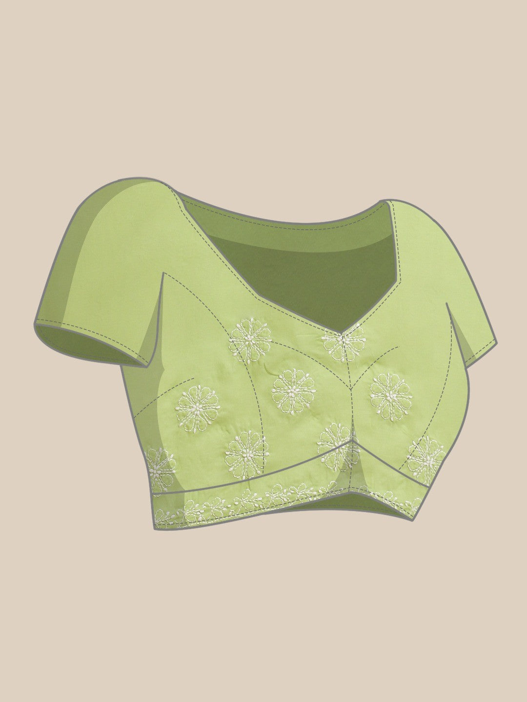 Ada Hand Embroidered Green Cotton Lucknow Chikan Saree With Blouse A311332