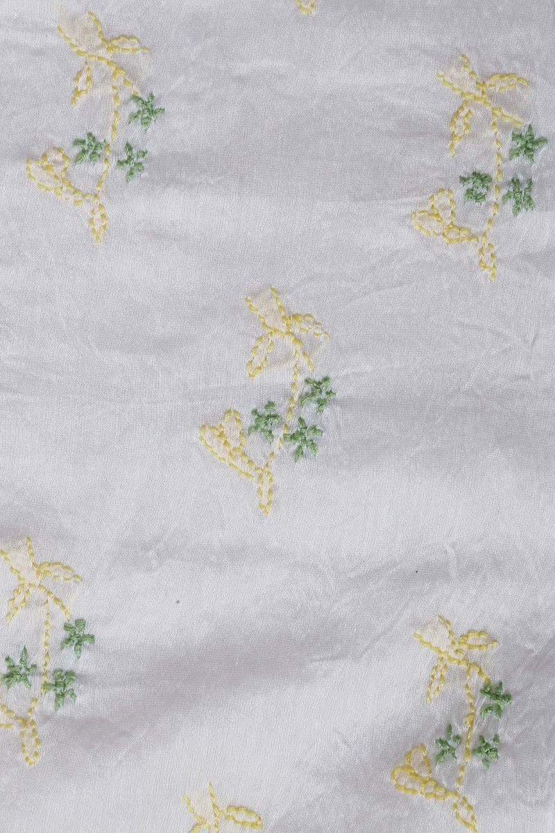 Ada Hand Embroidered White Chanderi Lucknowi Chikan Unstitched Kurta Dupatta A609922