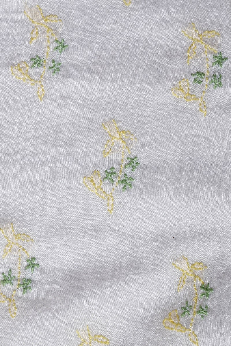 Ada Hand Embroidered White Chanderi Lucknowi Chikan Unstitched Kurta Dupatta A609922