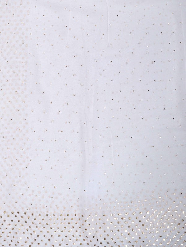 Ada Hand Embroidered Off White Georgette Lucknowi Chikankari Dupatta with Muqaish Work A577188