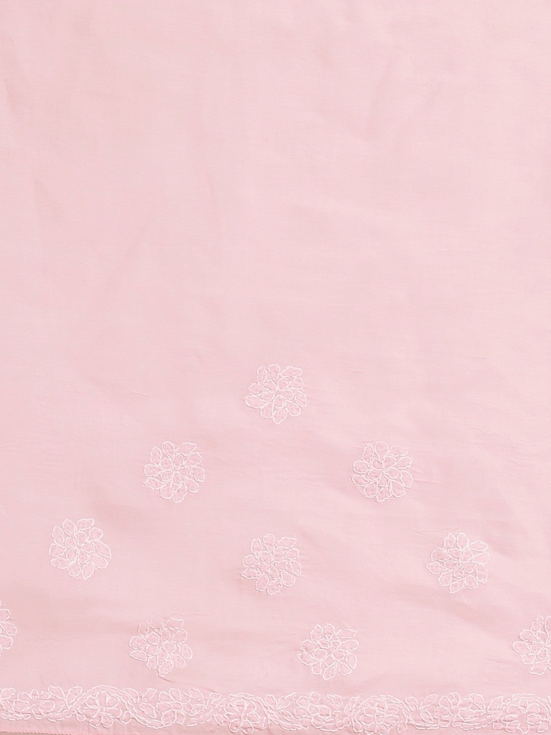 Ada Hand Embroidered Pink Cotton Lucknow Chikan Saree With Blouse- A311151
