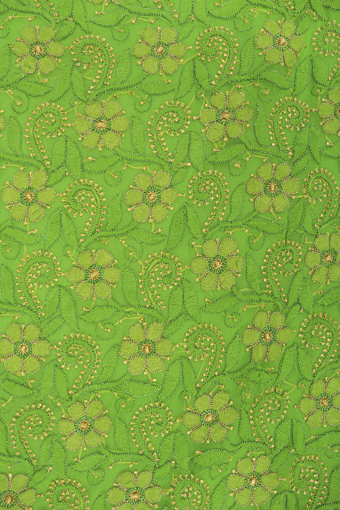 Ada Hand Embroidered Grass Green Georgette Lucknowi Chikankari Unstitched Suit Piece 01A126470