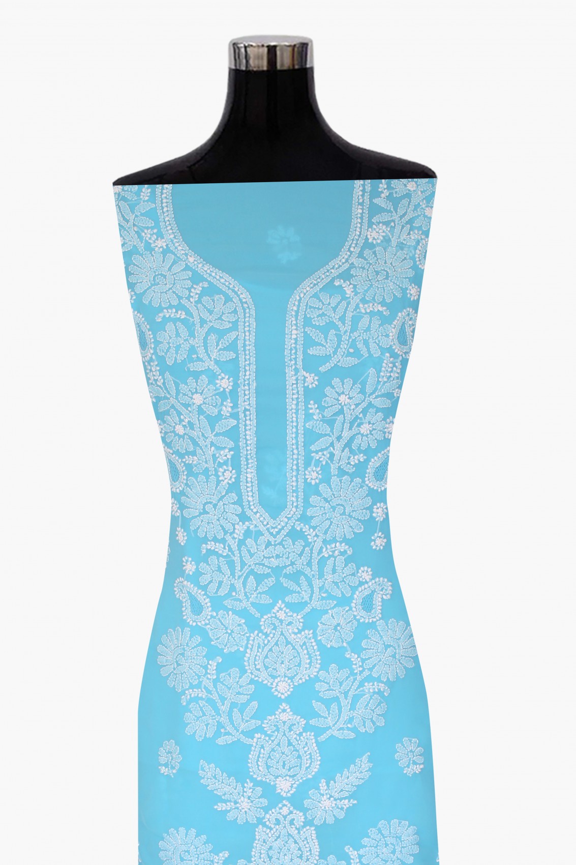 Ada Hand Embroidered Blue Georgette Lucknowi Chikankari Unstitched Suit Piece A211251