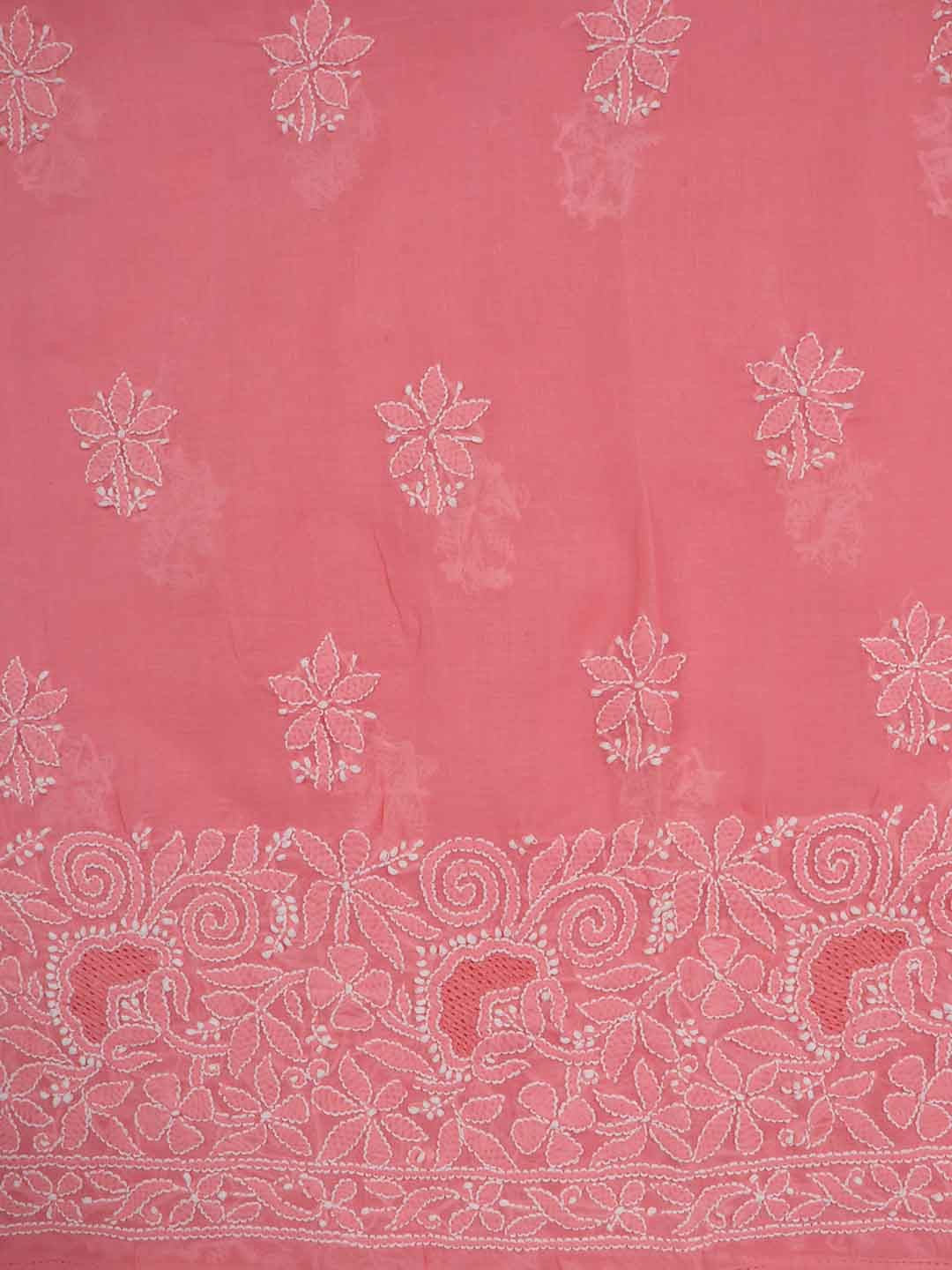 Ada Hand Embroidered Carrot Pink Cotton Lucknowi Chikankari Unstitched Suit Piece 01A213275
