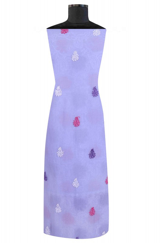 Ada Hand Embroidered Lilac Georgette Lucknowi Chikan Unstitched Kurta Piece A93600