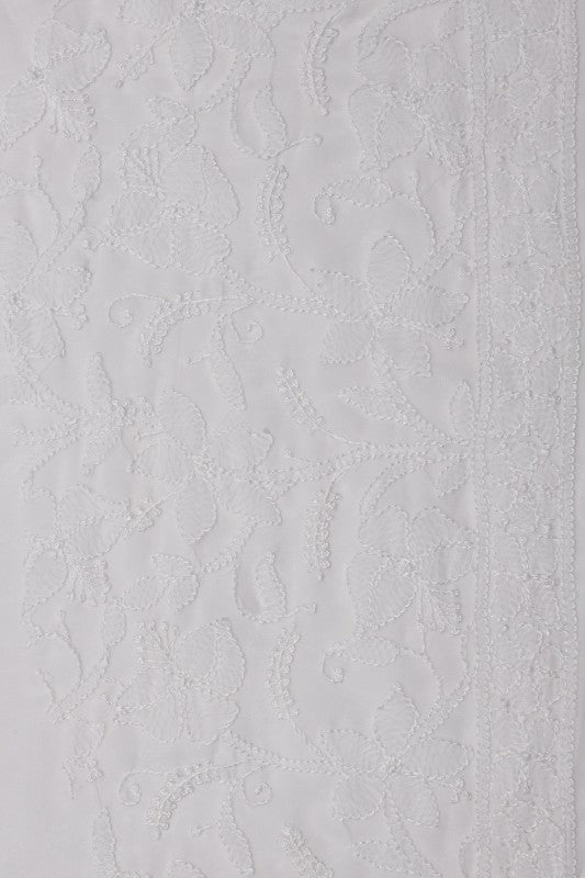 Ada Hand Embroidered White Georgette Lucknowi Chikankari Saree with Blouse A602895