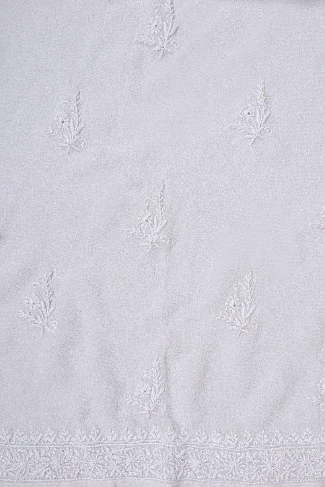 Ada Hand Embroidered Off White Pure Georgette Lucknowi Chikankari Semi-Stitched Kurta Piece A484764
