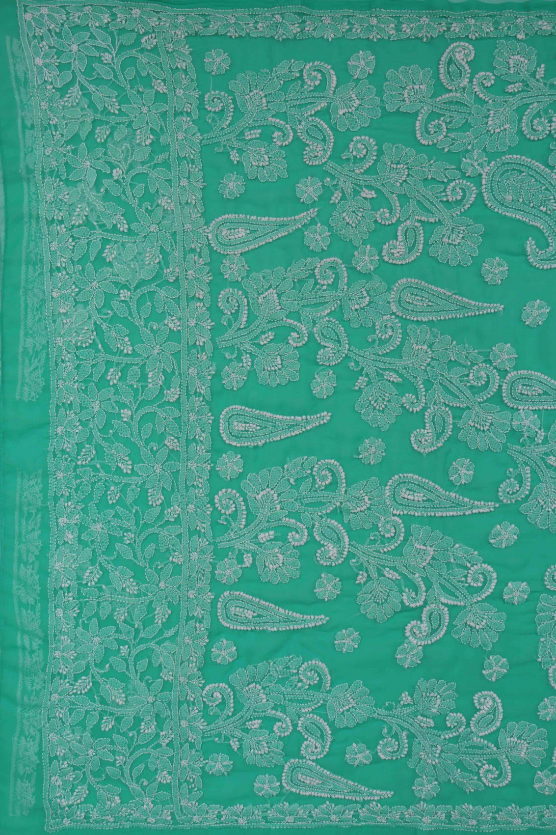 Ada Hand Embroidered Light Green Georgette Lucknowi Chikankari Saree With Blouse A569542