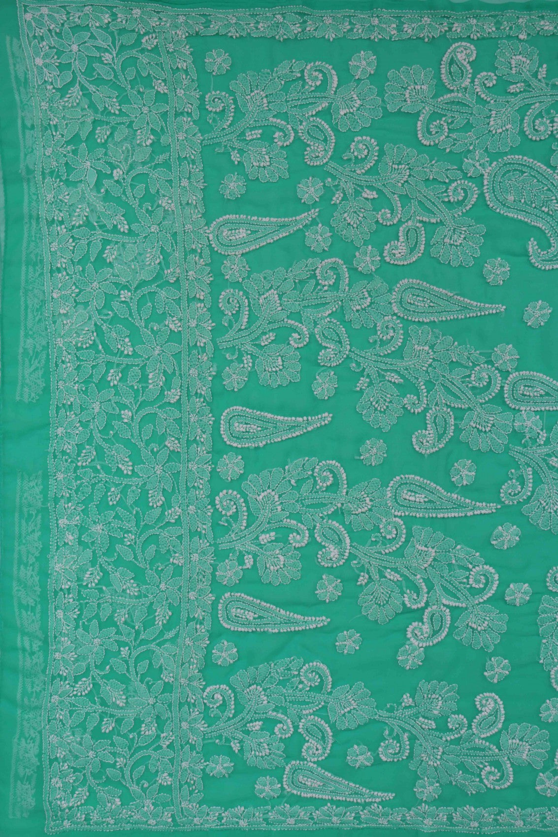 Ada Hand Embroidered Light Green Georgette Lucknowi Chikankari Saree With Blouse A569542