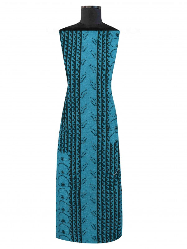 Ada Hand Embroidered Teal Blue Cotton Lucknowi Chikankari Unstitched Suit Piece 01A215219