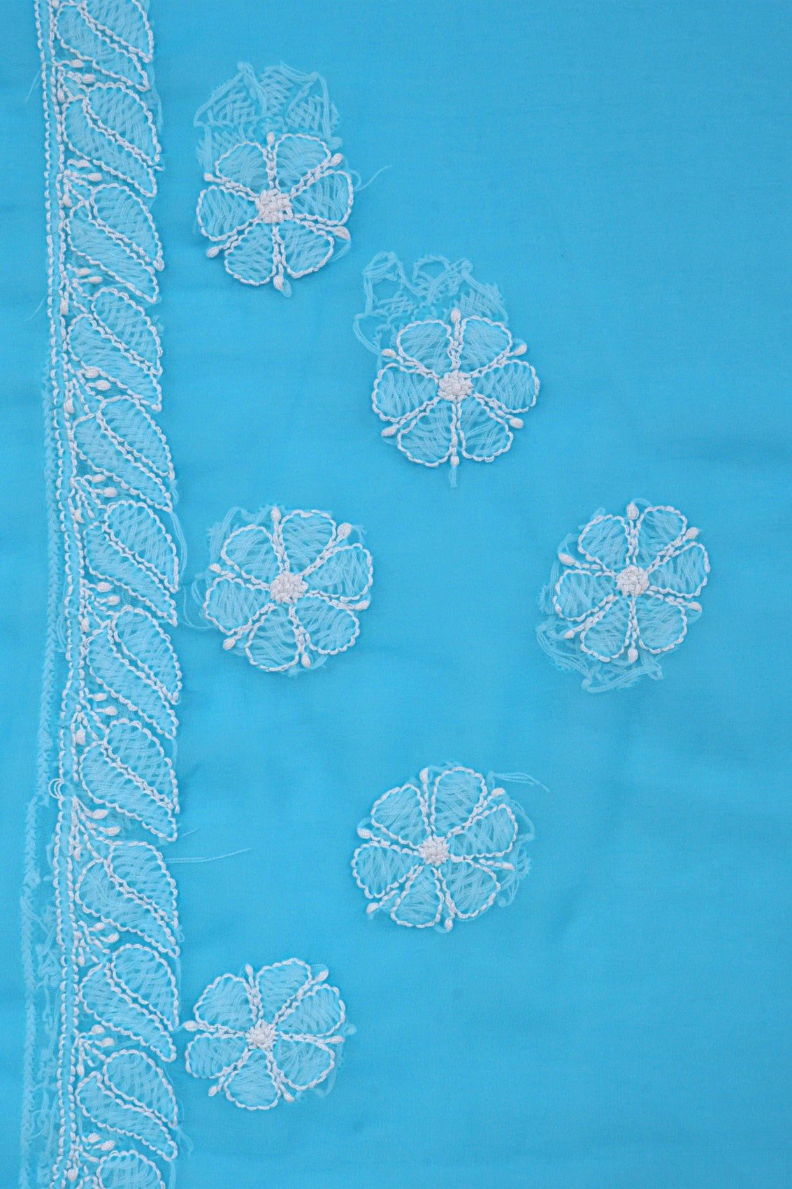 Ada Hand Embroidered Sky Blue Georgette Lucknowi Chikankari Saree With Blouse A472860