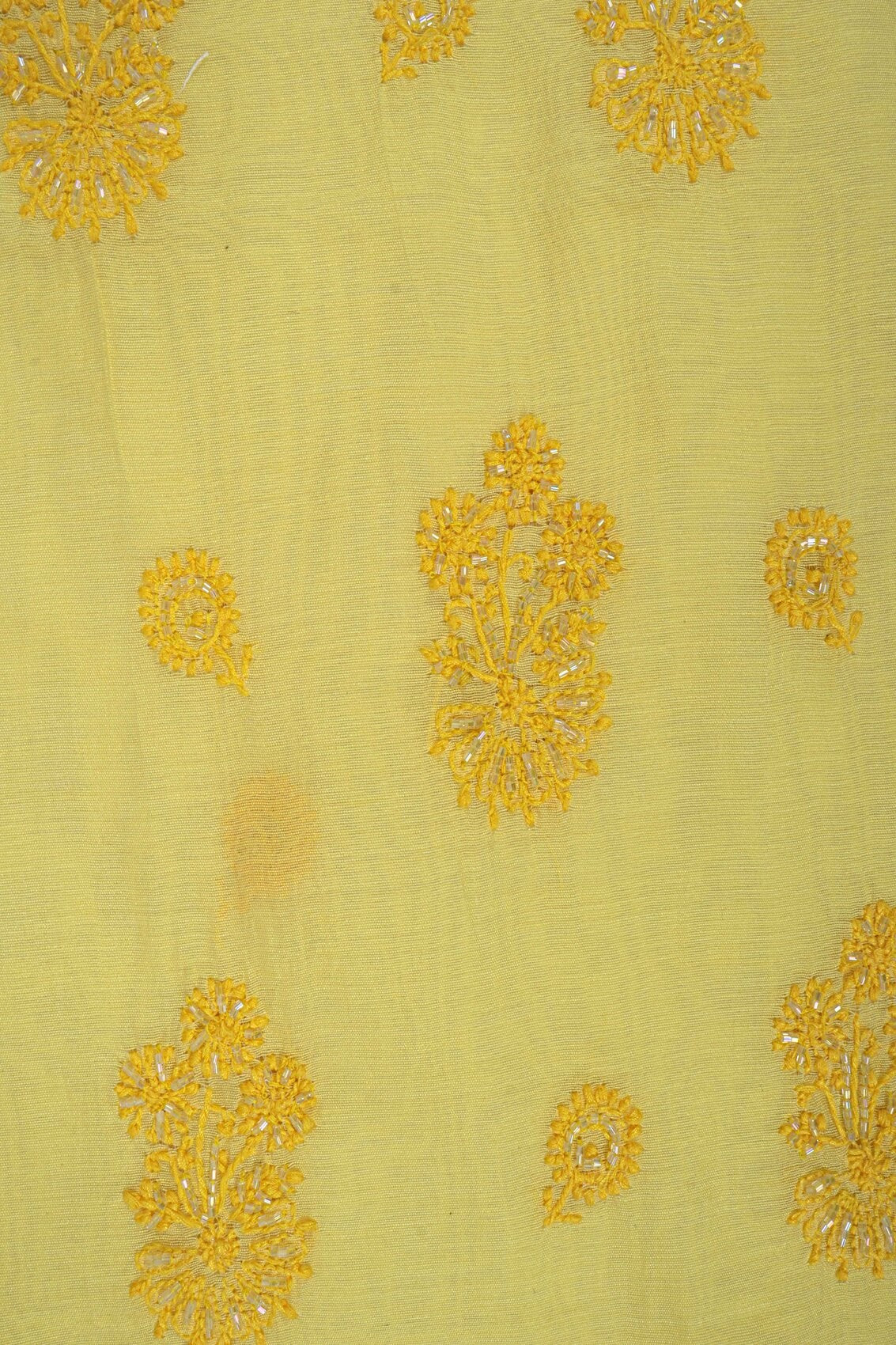 Ada Hand Embroidered Yellow Cotton Lucknowi Chikankari Unstitched Suit Piece With Cutdana Work A615368