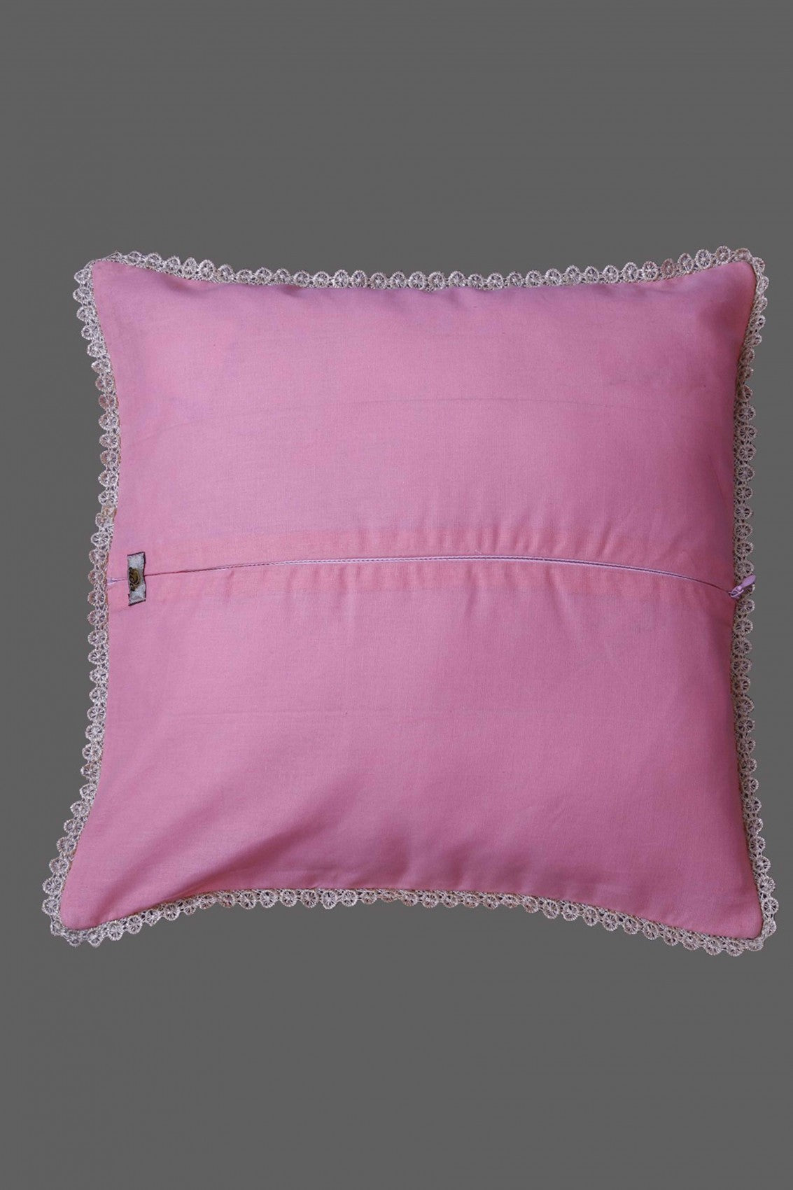 Ada Hand Embroidered Light Pink Chanderi Lucknowi Chikankari Cushion Cover A628221
