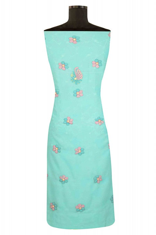 Ada Hand Embroidered Sea Green Georgette Lucknowi Chikan Unstitched Suit Piece A593501