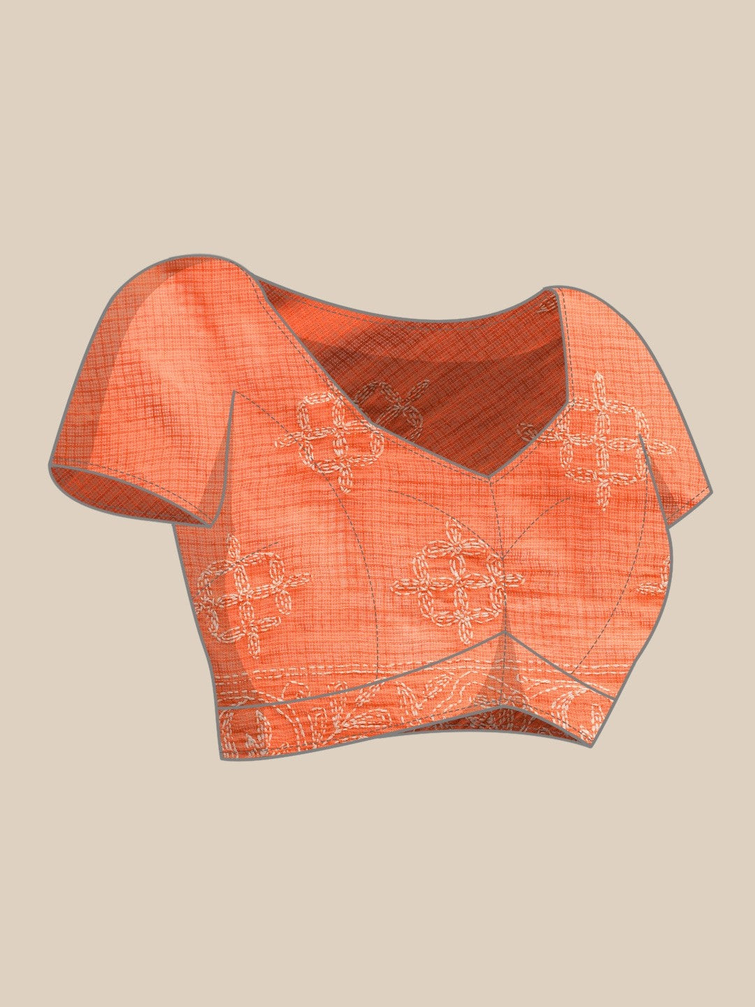 Ada Hand Embroidered Rust Kota Lucknow Chikan Saree With Blouse- A311225
