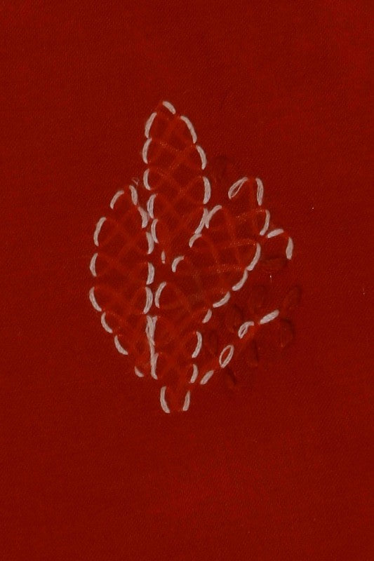 Ada Hand Embroidered Red Cotton Lucknowi Chikankari Table Coaster-A611617