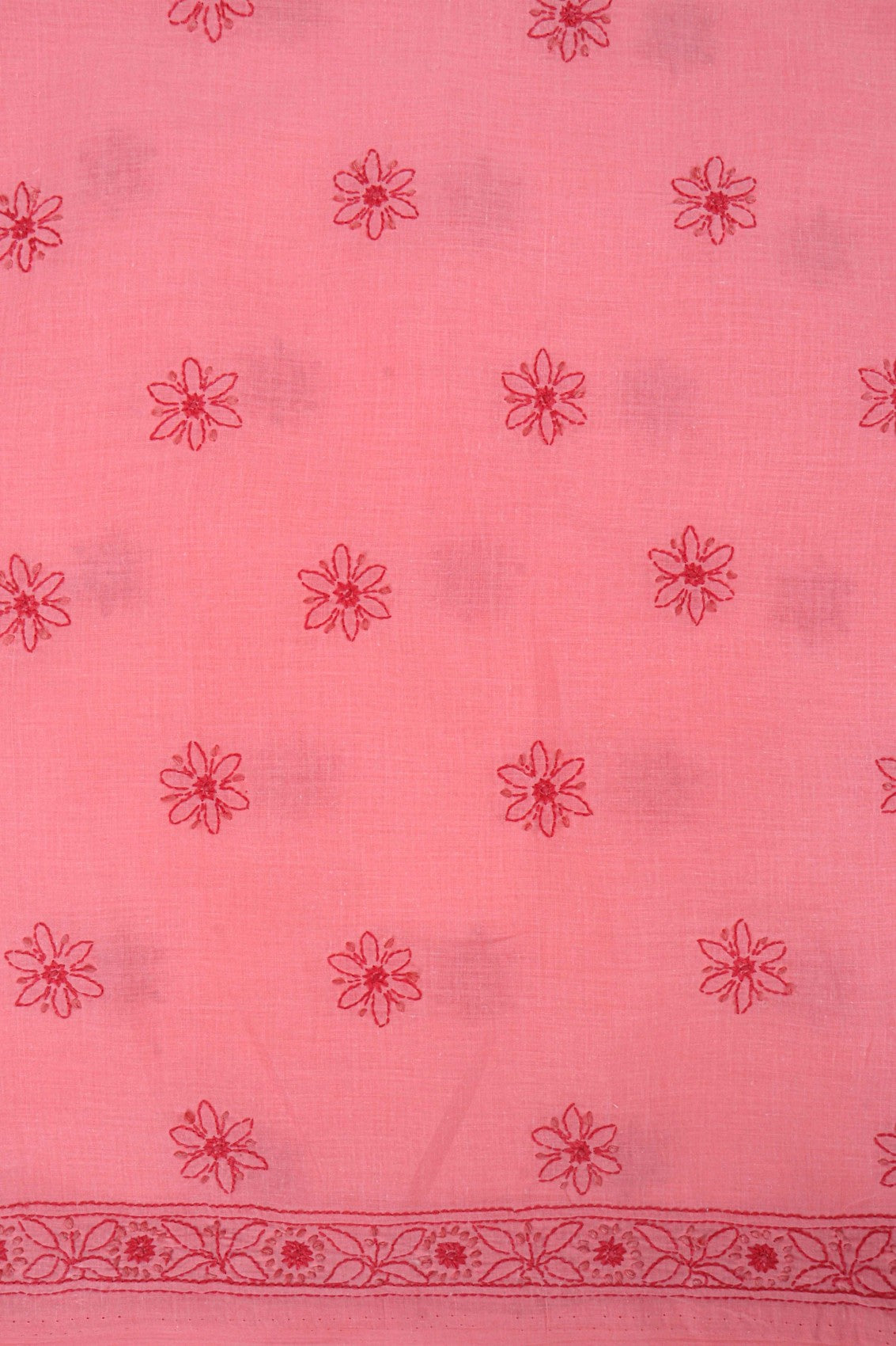 Ada Hand Embroidered Punch Pink Cotton Lucknowi Chikankari Unstitched Suit Piece 01A178593