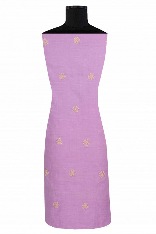 Ada Hand Embroidered Mauve Chanderi Chikan Unstitched Kurta Piece-A586419