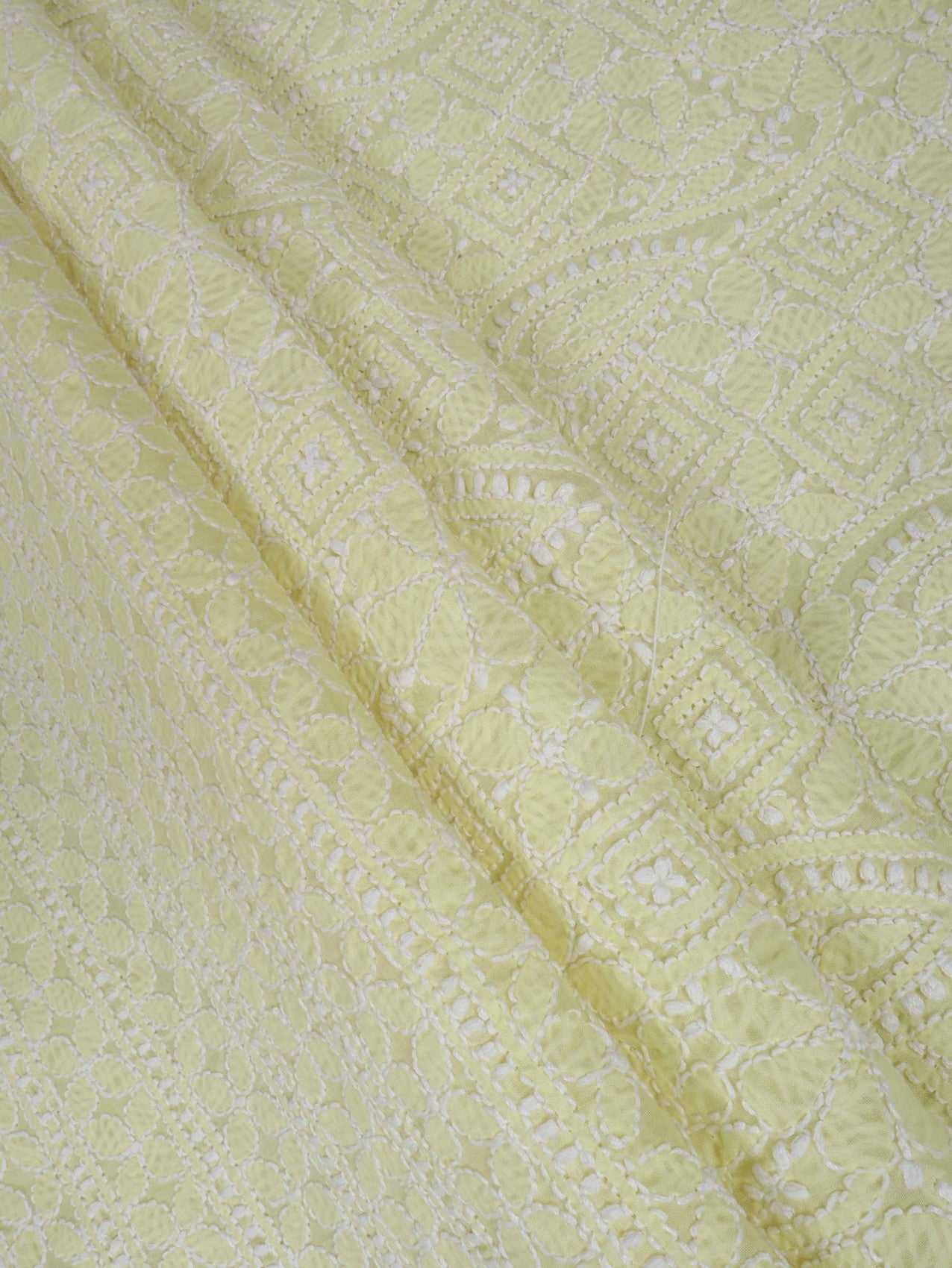 Ada Hand Embroidered Lemon Cotton Lucknowi Chikankari Unstitched Suit Piece 01A184367