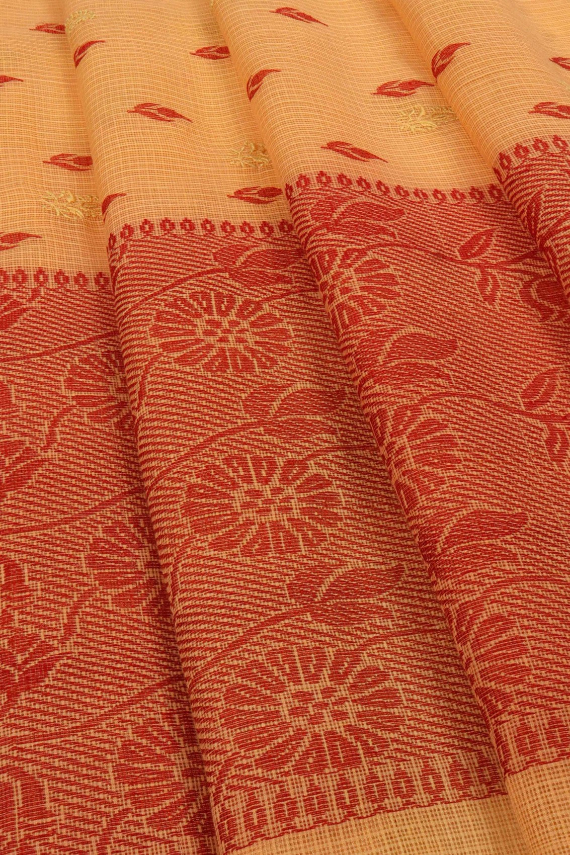Ada Hand Embroidered Sandstone Orange Kota Lucknowi Chikankari Saree with Blouse A555452