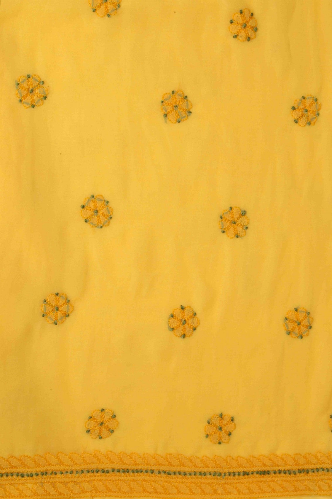 Ada Hand Embroidered Yellow Georgette Lucknowi Chikankari Unstitched Suit Piece A211189