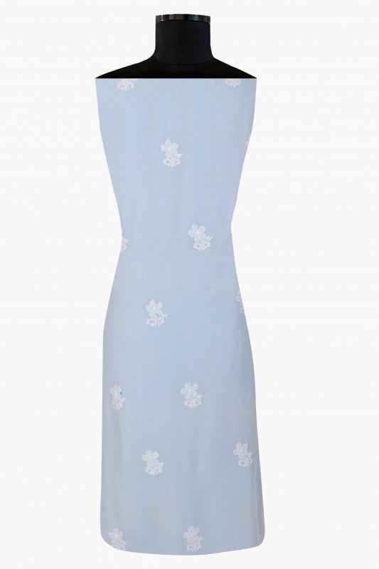 Ada Hand Embroidered Sky Blue Pure Georgette Lucknowi Chikan Unstitched Kurta Piece A85817