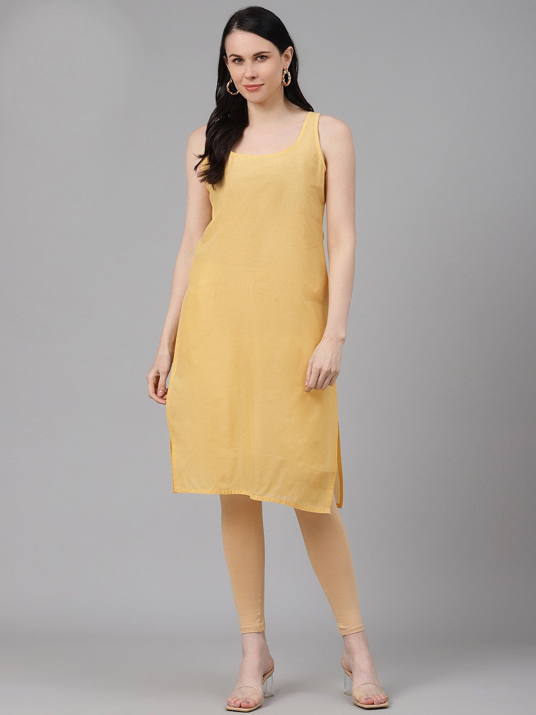 Ada Dark Fawn and Black Cotton Long Slips Combo of 2 A111128.