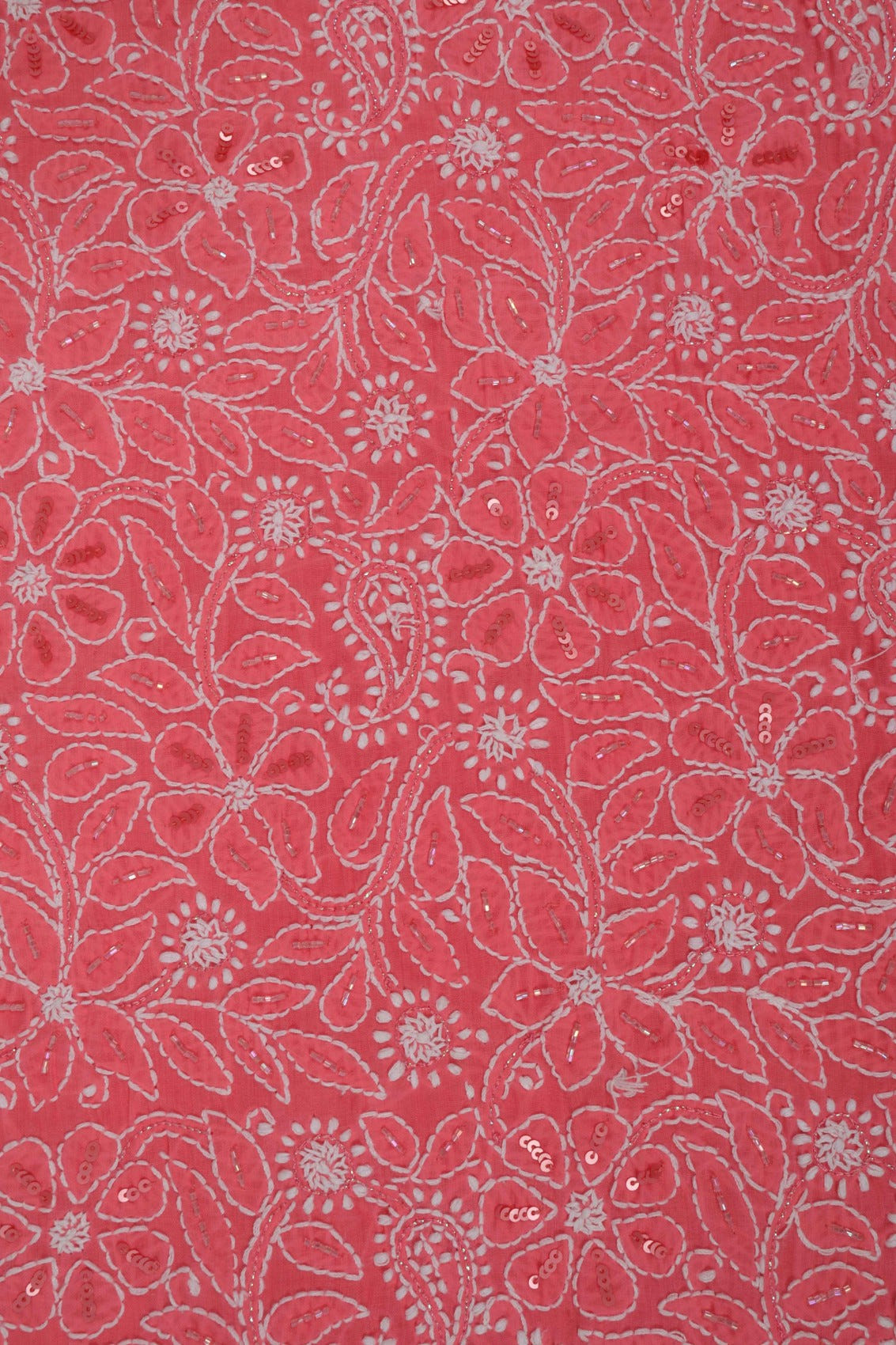 Ada Hand Embroidered Pink Cotton Lucknowi Chikankari Unstitched Suit Piece With Cutdana Work 01A213973