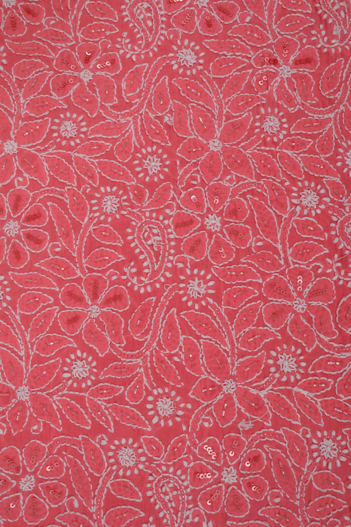 Ada Hand Embroidered Pink Cotton Lucknowi Chikankari Unstitched Suit Piece With Cutdana Work 01A213973