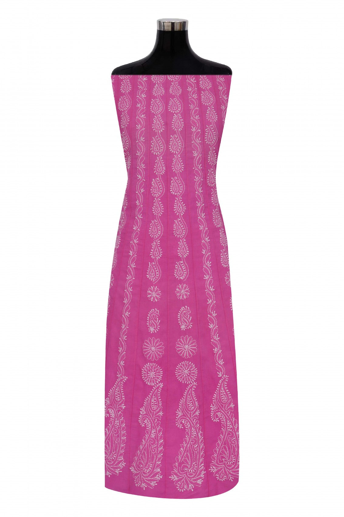 Ada Hand Embroidered Pink Cotton Lucknowi Chikankari Semi-Stitched Anarkali Kurta Piece A360783